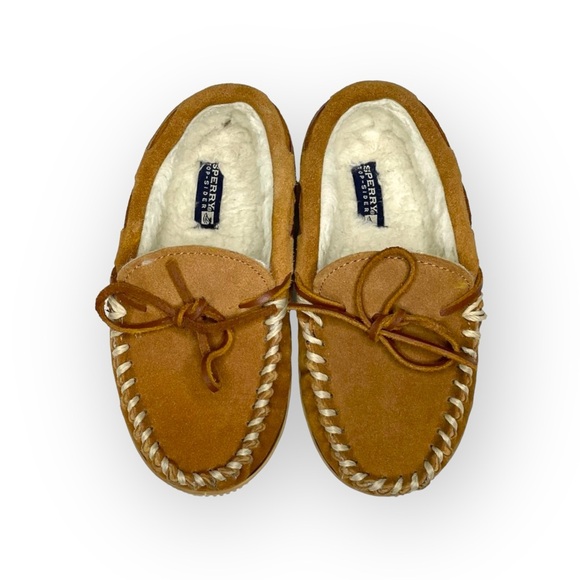 Sperry ✫彡 Trapper Cup Sole Slipper Moccasins ✫彡 Natural Suede ✫彡 Boy Girl 13M - Picture 10 of 16